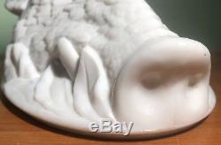 Rare Antique Atterbury Milk Glass Boar's Head Dish Cover 1888