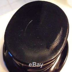 Rare Antique Satin Finish Baby In Black Top Hat Match Holder Milk Glass