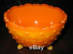 Rare Colororange Slag Smith Glass Footed Milk Glass Bowl