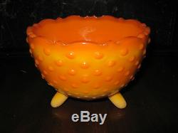 Rare Colororange Slag Smith Glass Footed Milk Glass Bowl