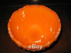 Rare Colororange Slag Smith Glass Footed Milk Glass Bowl