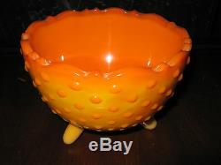 Rare Colororange Slag Smith Glass Footed Milk Glass Bowl
