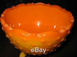 Rare Colororange Slag Smith Glass Footed Milk Glass Bowl