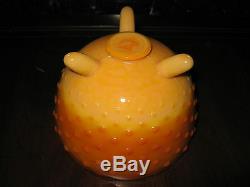 Rare Colororange Slag Smith Glass Footed Milk Glass Bowl