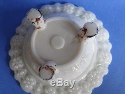 Rare Cow Milk Glass Covered Dish Box Antique France Vallerysthal