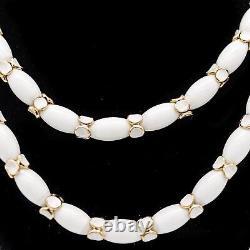 Rare Crown Trifari White Milk Glass Double Strand Necklace