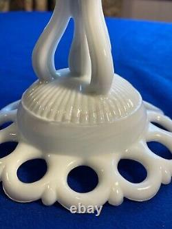 Rare Eapg 8 5/8 Atterbury Milk Glass Tall Compote Lacy-edge Dancing Sailor Exc