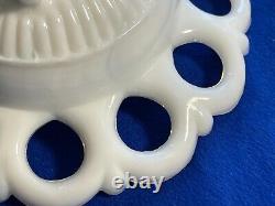 Rare Eapg 8 5/8 Atterbury Milk Glass Tall Compote Lacy-edge Dancing Sailor Exc