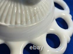 Rare Eapg 8 5/8 Atterbury Milk Glass Tall Compote Lacy-edge Dancing Sailor Exc