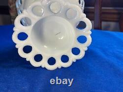 Rare Eapg 8 5/8 Atterbury Milk Glass Tall Compote Lacy-edge Dancing Sailor Exc