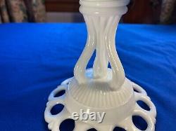 Rare Eapg 8 5/8 Atterbury Milk Glass Tall Compote Lacy-edge Dancing Sailor Exc