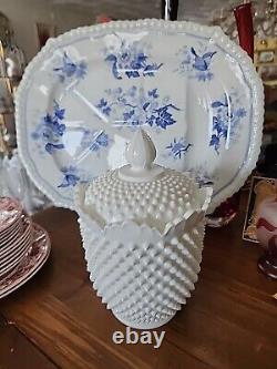 Rare Fenton 11× 7 Hobnail Milk Glass Cookie Jar