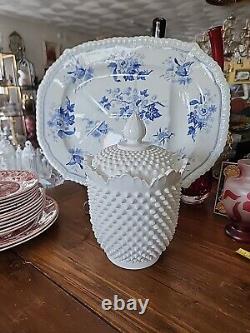Rare Fenton 11× 7 Hobnail Milk Glass Cookie Jar
