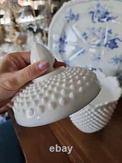 Rare Fenton 11× 7 Hobnail Milk Glass Cookie Jar