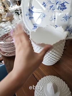 Rare Fenton 11× 7 Hobnail Milk Glass Cookie Jar