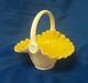 Rare Fenton Glass Basket Golden Rod Over Hobnail Milk Glass Wow
