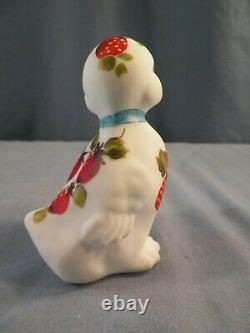 Rare Fenton Painted Satin Milk Glass Duck Figurine Strawberries Louise Piper