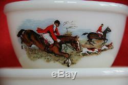 Rare HTF JAJ England Pyrex Vintage Tally Ho / Hunting Scene Bowl Set Complete