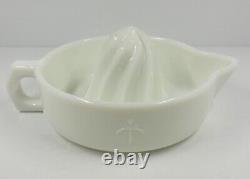 Rare HTF Vintage White Milk Glass Twisted Fleur De Lis Embossed Reamer Juicer