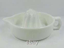 Rare HTF Vintage White Milk Glass Twisted Fleur De Lis Embossed Reamer Juicer