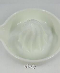 Rare HTF Vintage White Milk Glass Twisted Fleur De Lis Embossed Reamer Juicer