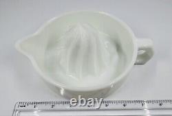 Rare HTF Vintage White Milk Glass Twisted Fleur De Lis Embossed Reamer Juicer