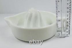 Rare HTF Vintage White Milk Glass Twisted Fleur De Lis Embossed Reamer Juicer