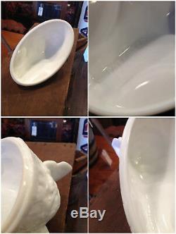 Rare Htf Antique Atterbury Milk Glass Boar's Head Dish Cover LID Only 1888 Nice