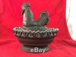 Rare Imperial Rooster PAINTED Milk Glass Brown or Black Easter 1963 Only