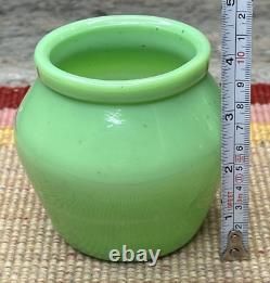 Rare Jadeite Green Milk Glass Bean Pot Container Cansiter Jar Jadite Glass