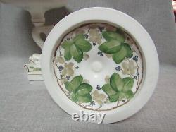 Rare Milk White Glass Charleton Berry Leaves Decoration Dolphin Stem Compotes