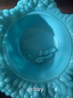 Rare Portieux France Blue Milk Glass Cabbage Bowls (2x)