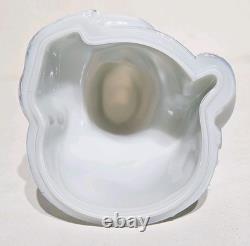Rare Portieux Vallerysthal Opaline White Milkglass Chef Lidded Opalescent Jar