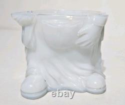 Rare Portieux Vallerysthal Opaline White Milkglass Chef Lidded Opalescent Jar
