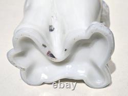 Rare Portieux Vallerysthal Opaline White Milkglass Chef Lidded Opalescent Jar