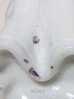 Rare Portieux Vallerysthal Opaline White Milkglass Chef Lidded Opalescent Jar