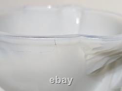 Rare Portieux Vallerysthal Opaline White Milkglass Chef Lidded Opalescent Jar