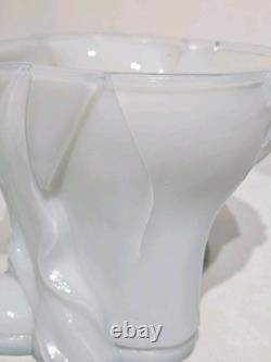 Rare Portieux Vallerysthal Opaline White Milkglass Chef Lidded Opalescent Jar