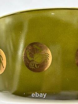 Rare Pyrex #475-B Zodiac Casserole Green Gold 2.5 Quart With Faded Lid EUC