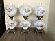 Rare Set Of 3 Gone With The Wind Milk Glass Lamp White Glass Floral Print 19