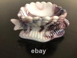 Rare Slag Challinor Taylor Milk Glass Fish Shell Salt Dip Dish