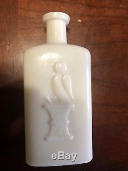 Rare To Find Owl Drug Company Milk Glass Bottle 6 Excellent Condition