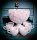 Rare Vtg Rose Embossed Miniature Milk Glass Punch Bowl Set/6 Cups Withhooks