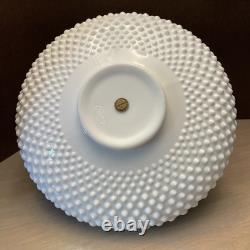 Rare Vintage Fenton Hobnail Milk Glass Large Serving Dish WithSilver Middle Handle