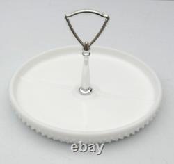 Rare Vintage Fenton Hobnail White Milk Glass 10-Pc Condiment Set on Round Tray