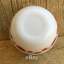 Rare Vintage Hazel Atlas Platonite Milk Glass Red Polka Dot Mixing Bowl 8