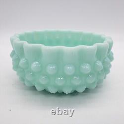 Rare Vintage Light Turquoise Hobnail Milk Glass Candy/powder Dish No LID