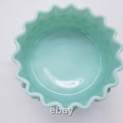 Rare Vintage Light Turquoise Hobnail Milk Glass Candy/powder Dish No LID