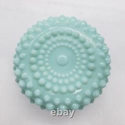 Rare Vintage Light Turquoise Hobnail Milk Glass Candy/powder Dish No LID