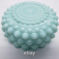 Rare Vintage Light Turquoise Hobnail Milk Glass Candy/powder Dish No LID